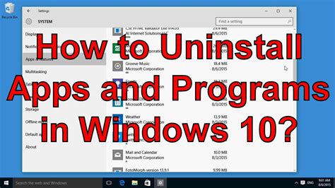 uninstall apps and programs